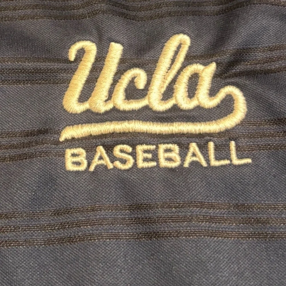 Adidas Polo Shirt Mens L Navy Blue Excellent UCLA Baseball Team Issued 525979